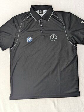 Vtg Mercedes Benz Vietnam Delivery Collab Tech Polo Shirt Mens XL Lined Workwear